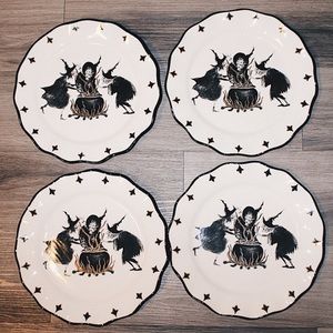 Potters Studio Halloween Spooky Nights Witch Dinner  Plates Set Of 4